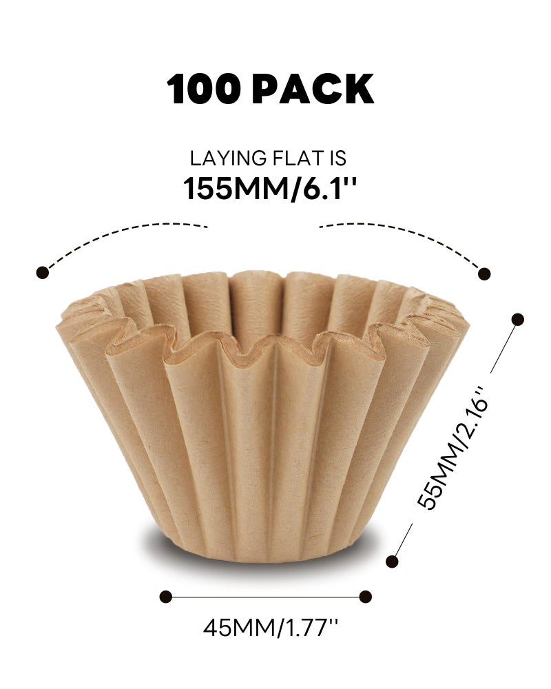 Brew Choice Disposable Small Coffee Filters,100Pcs Unbleached Basket Coffee Paper Filter For Ninja Pods & Grounds Specialty Single-Serve Coffee Maker Pb051 Pb041, Kalita Wave Dripper 155, Pour Over Coffee Maker - Image 2